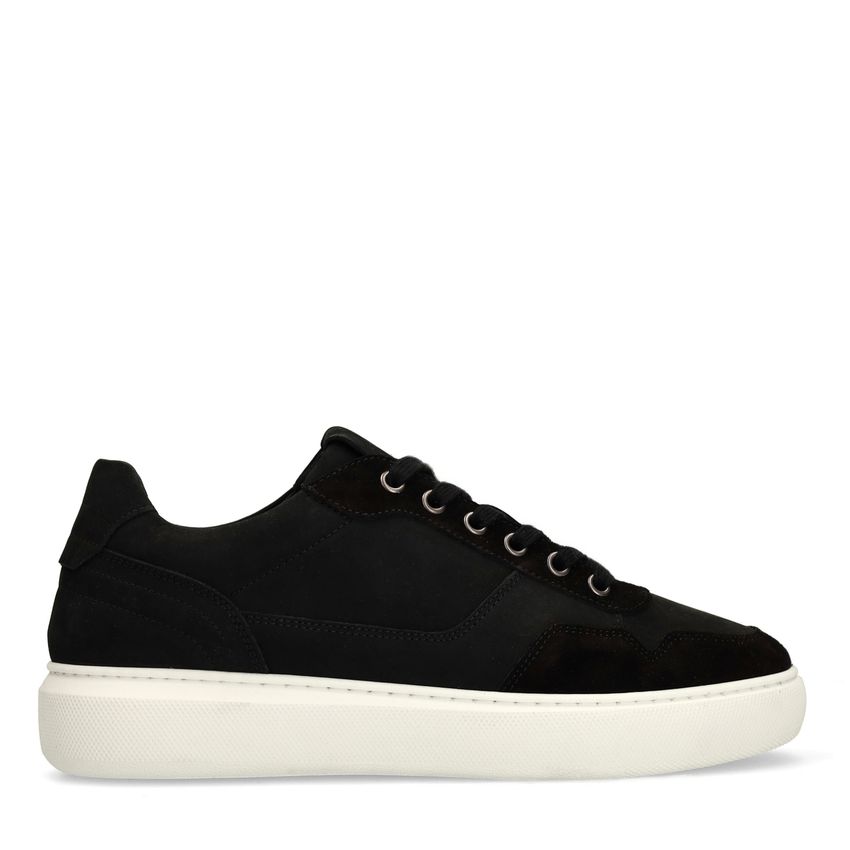 Manfield Zwarte suède sneakers