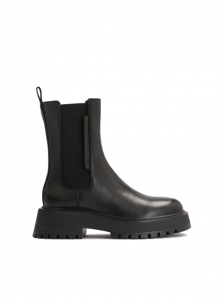 Leather Chelsea booties on a thick sole