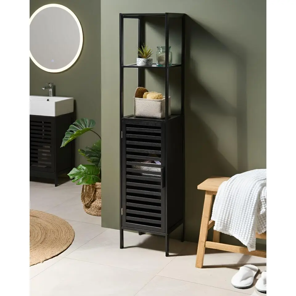 OWASSO - Badkamerkast - Zwart - Bamboehout