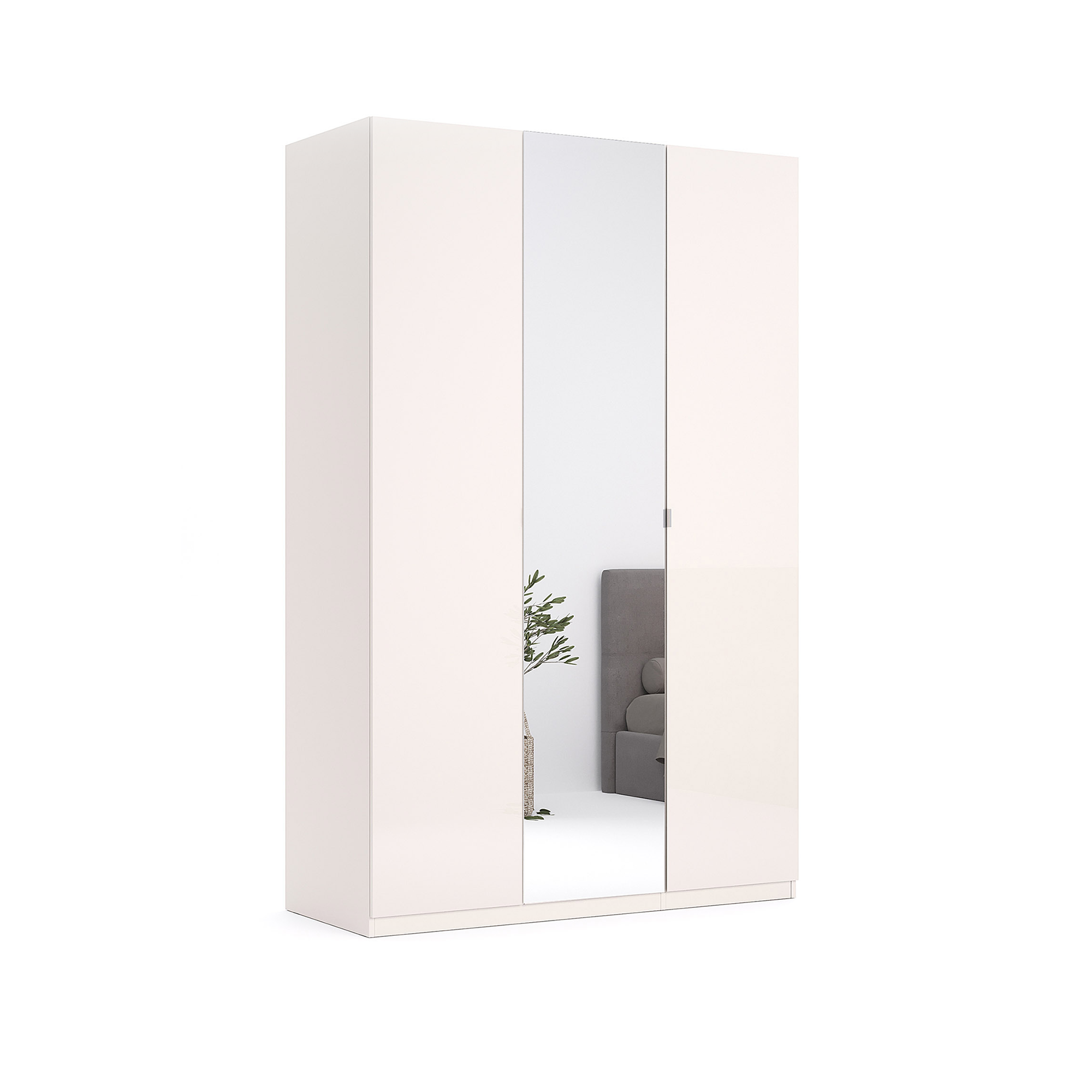 Szafa trzydrzwiowa z lustrem 211x134cm kaszmir połysk