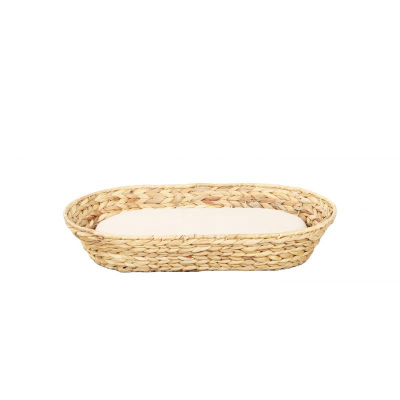 HELIOS - Panier ovale pour chien et chat en jacinthe d'eau coussin écru