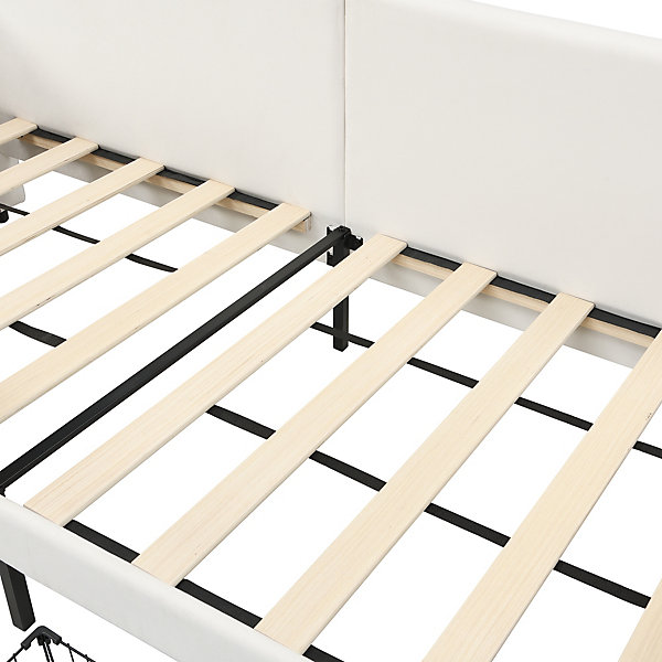 Lit modulable 90x200 cm, canapé-lit, avec tiroirs, sacs de rangement, blanc