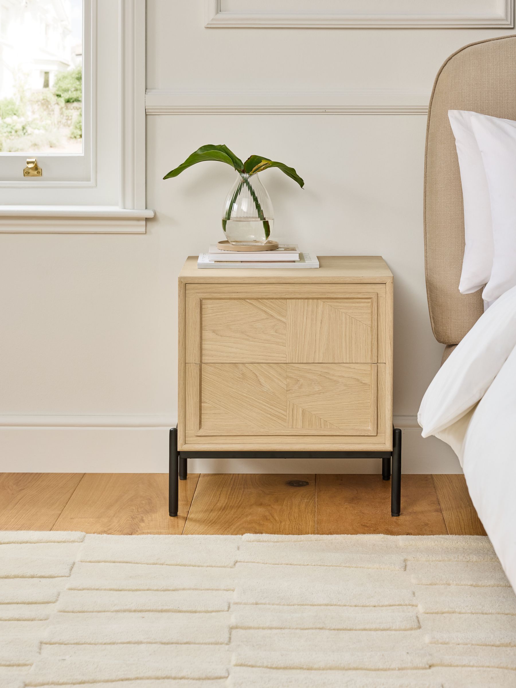 Jasper Conran London Whitewashed Oak Aden Bedside Table