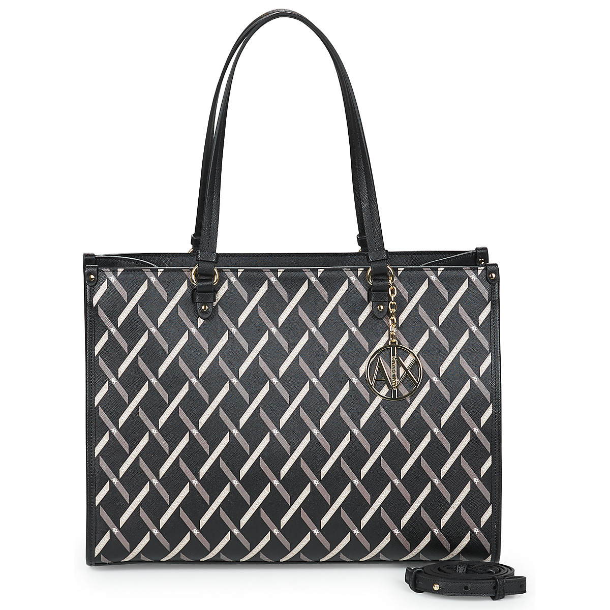 Armani Exchange - GYNGER TIE TOTE - Black / Beige