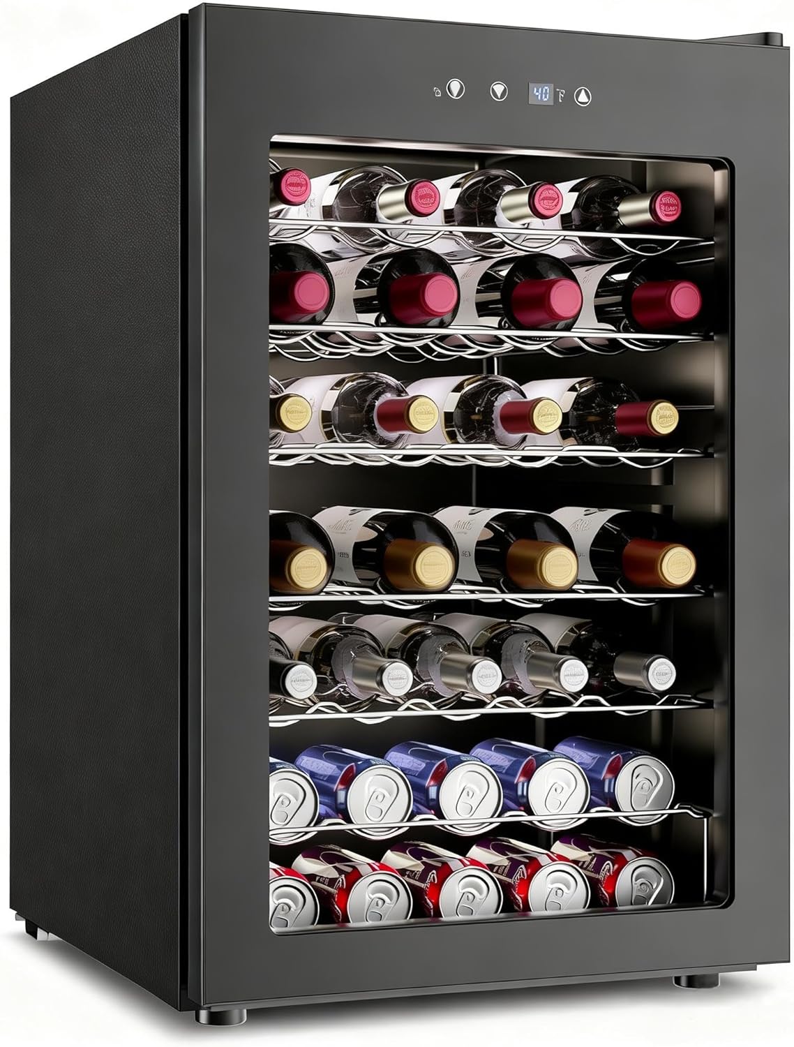 Feelfunn 45 Bottle Wine Cooler Refrigerator - Small Wine Fridge for Red, White, Champagne, Freestanding Wine Cellar with Glass Door & Digital Temperature Control for Home Bar, Office