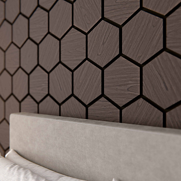 Lot de 2 Panneaux Hexagonaux H. 76 cm L. 62 cm - Noyer Feutre Noir