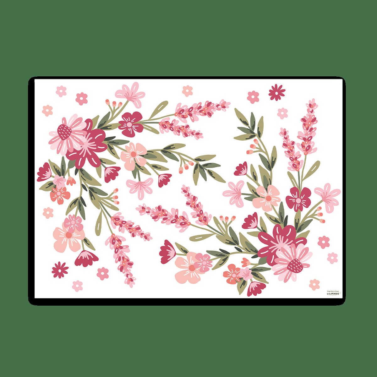 MAGENTA - Stickers muraux bouquets de fleurs en vinyle mat rose
