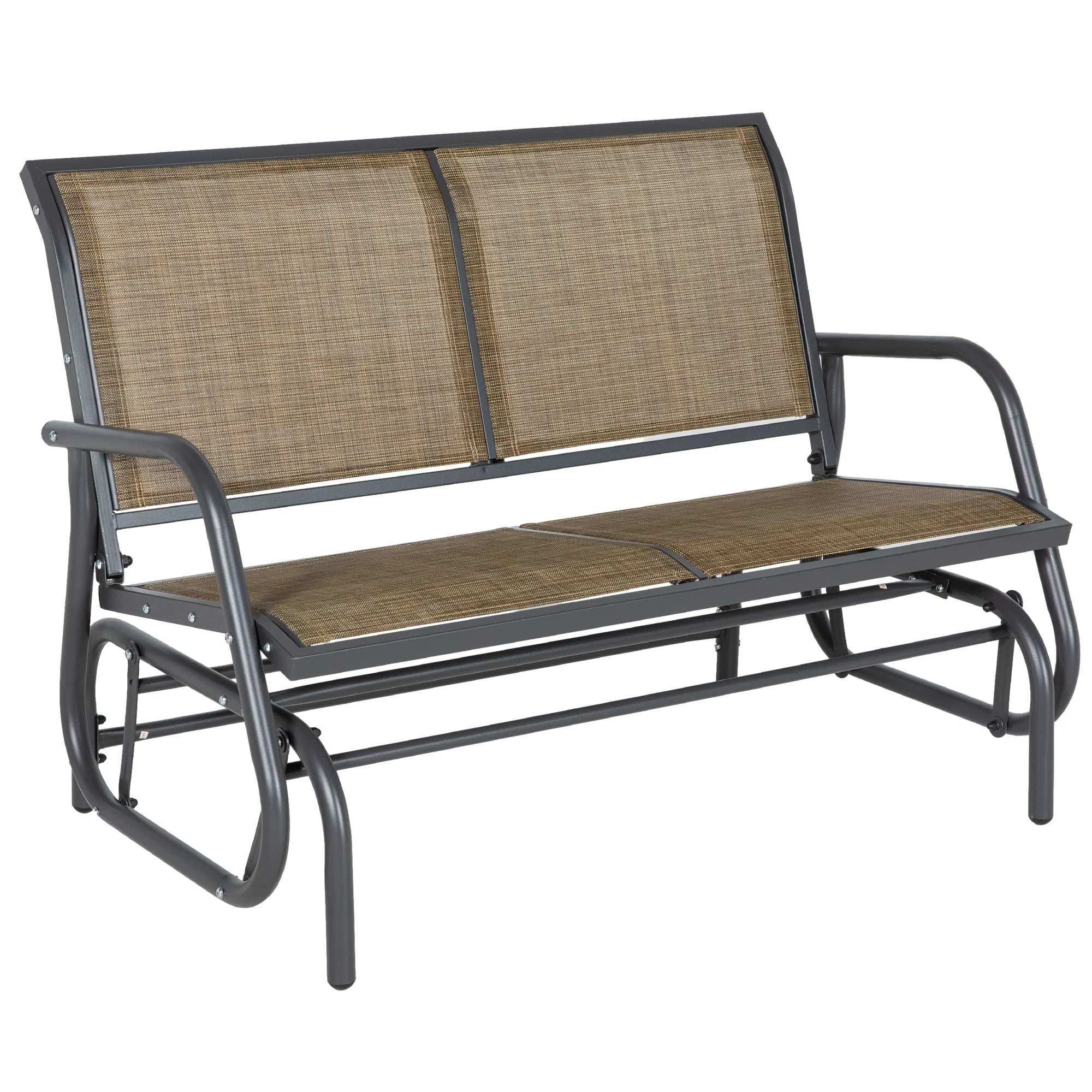 Outsunny 2-Person Outdoor Glider Bench, Patio Double Swing Rocking Chair Loveseat w/Powder Coated Steel Frame