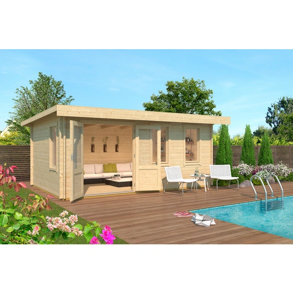 Blockbohlenhaus »Baruda«, BxHxT: 570 x 222, 3 x 415 cm (Außenmaß inkl. Dachüberstand)