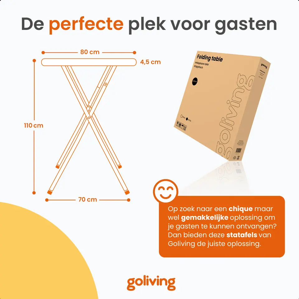 Goliving Statafel �?Inclusief Statafelhoes �?Inklapbaar �?&Oslash;80 x 110 cm