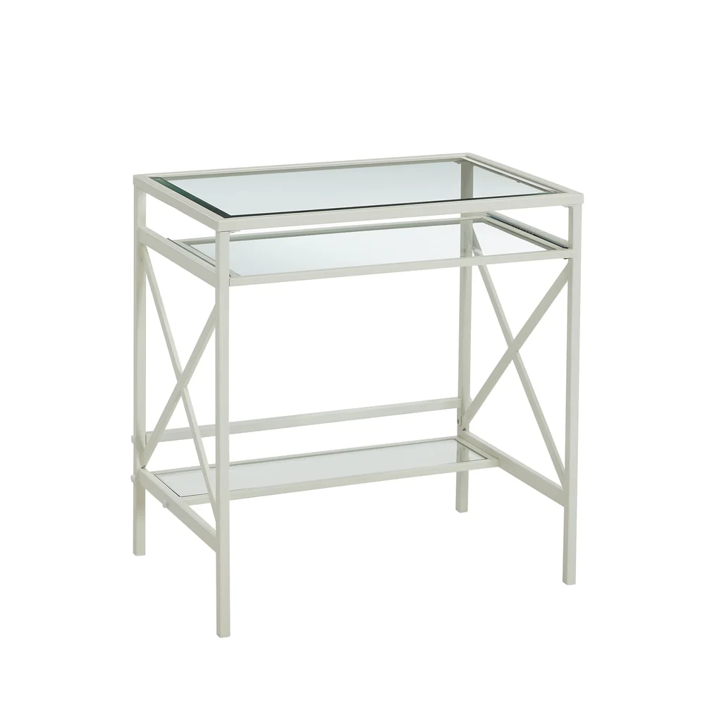 SEI Furniture Ensley Metal/Glass Small-Space Desk - White
