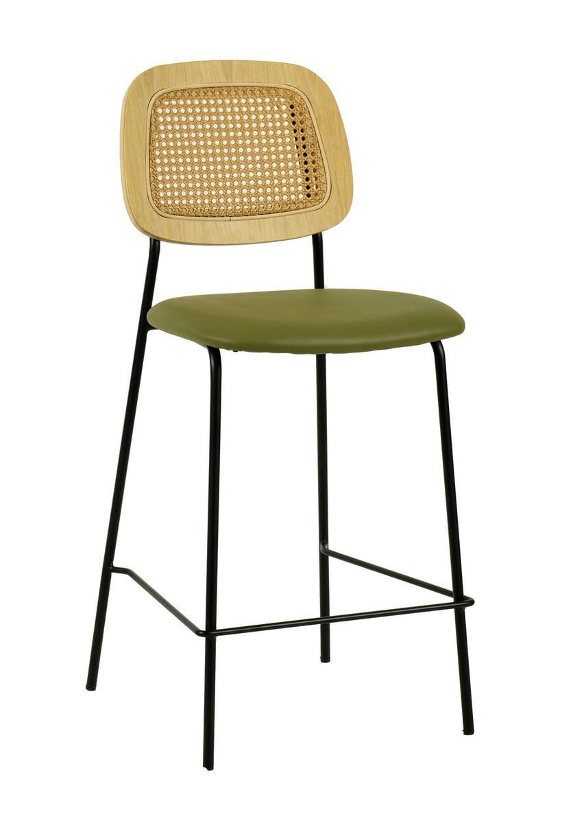 MEMPHIS - Chaise de bar simili cuir vert