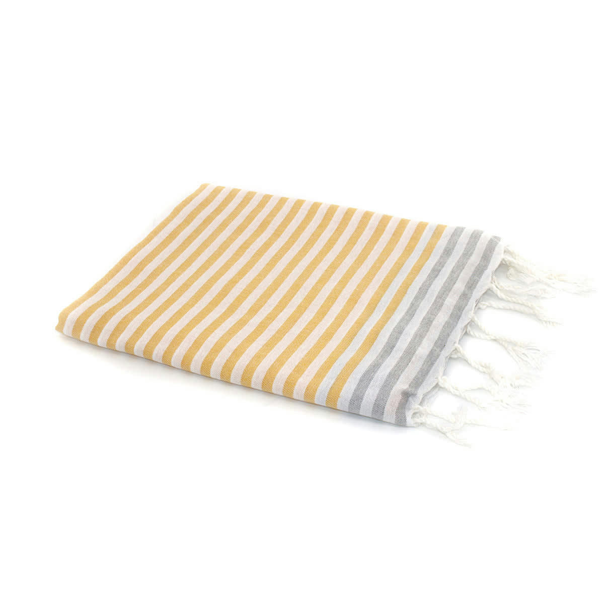 BORA BORA - Fouta coton  100x200 jaune safran / gris perle