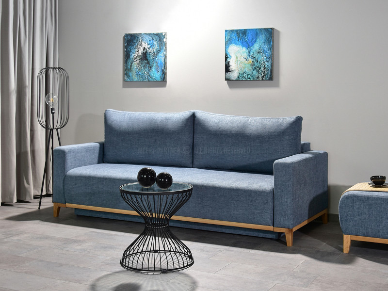 Sofa Stockholm Jeansowy Tkanina, Podstawa Dąb-Naturalny