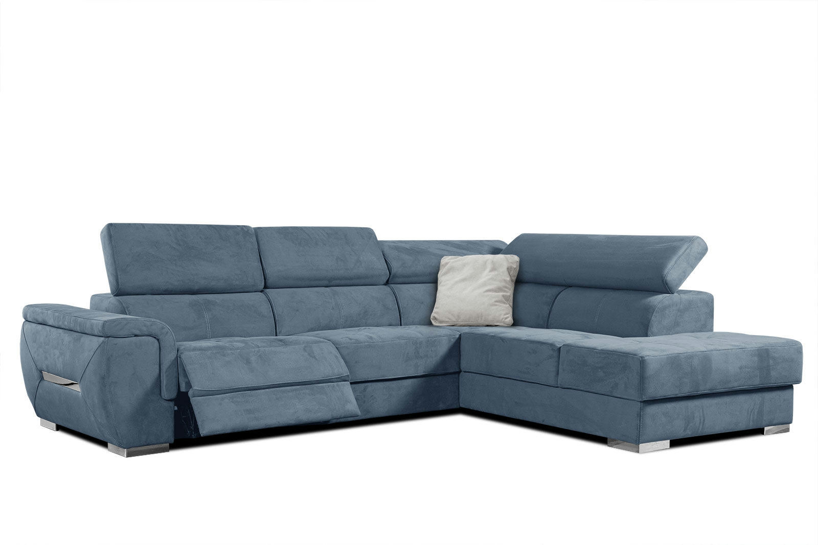 KELTE - Canapé d'angle droit 5 places avec une relaxation tissu bleu