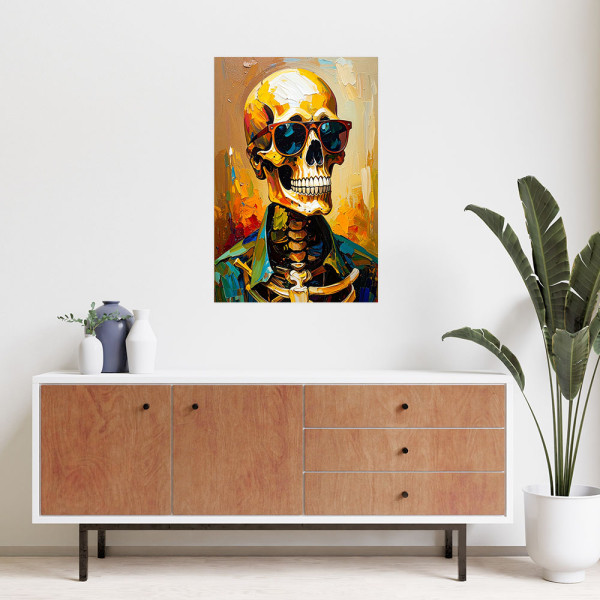 Naklejka na ścianęFeeby Kolorowa Czaszka w okularach 20x30