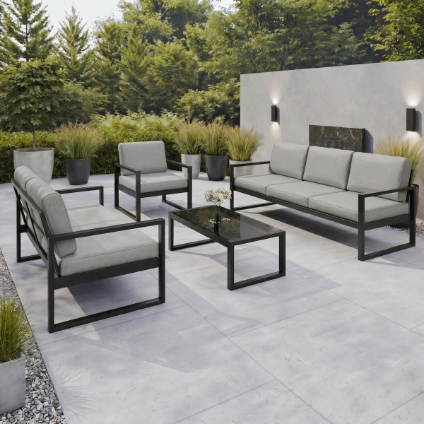 Zestaw ogrodowy STELLA szary – sofa 3os, 2os, fotel, stolik