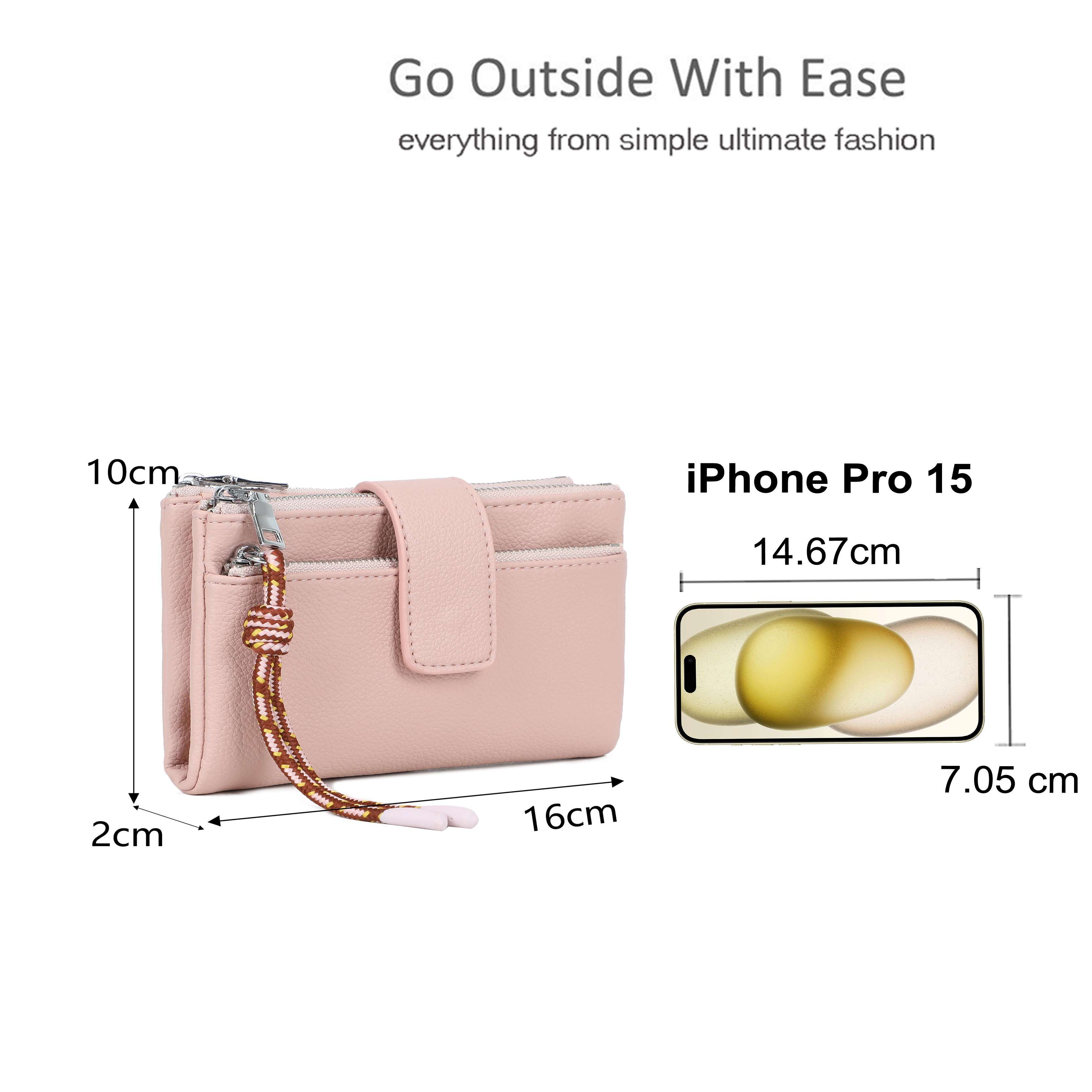Kitise Lightweight PU Leather Bifold Wallet Zipper Pockets Snap Closure
