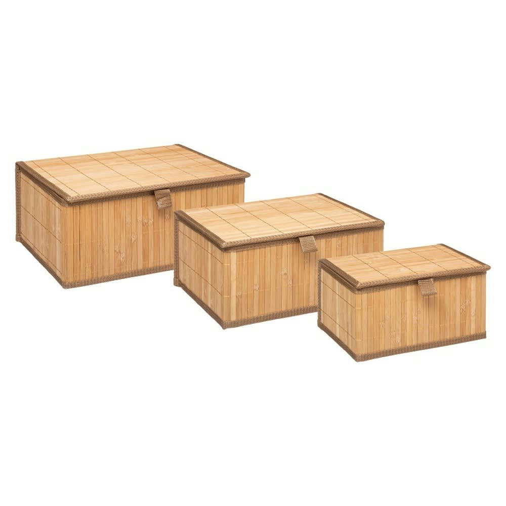 BAMBOU - Paniers avec couvercles en bambou - Lot de 3