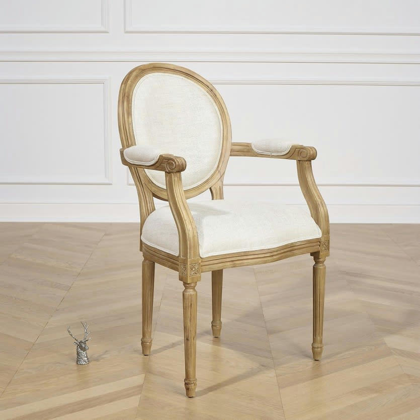 MEDAILLON - Fauteuil médaillon en lin Lin premium
