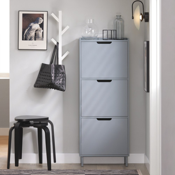 SoBuy Szafka na buty z 4 drzwiami Jasnoszary 50.3x19x129cm FSR151-H-HG
