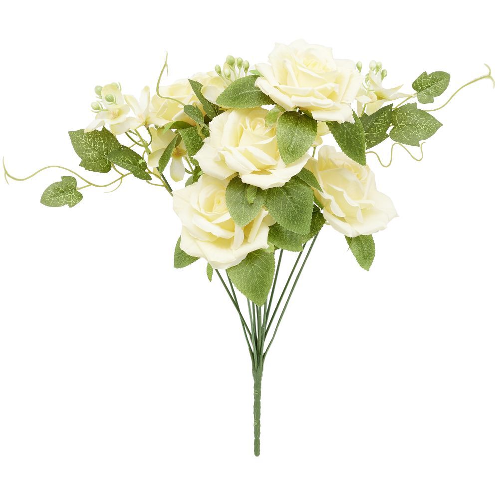 Piquet rose artificielle Ø18xH40cm jaune