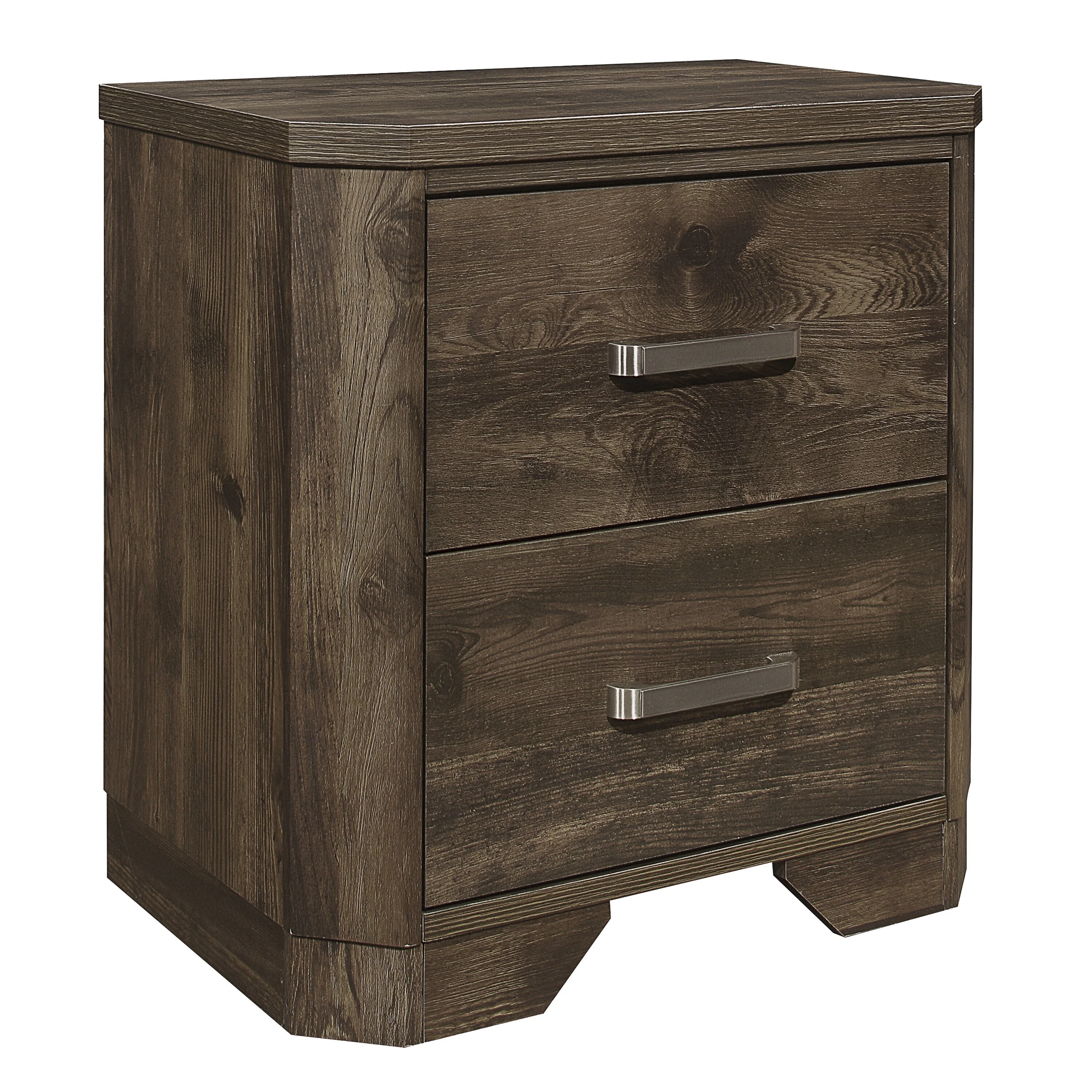 Nightstand with Storage Drawers Clipped Corners Transitional Style Wooden Bedroom Furniture 1pc Bedside Table