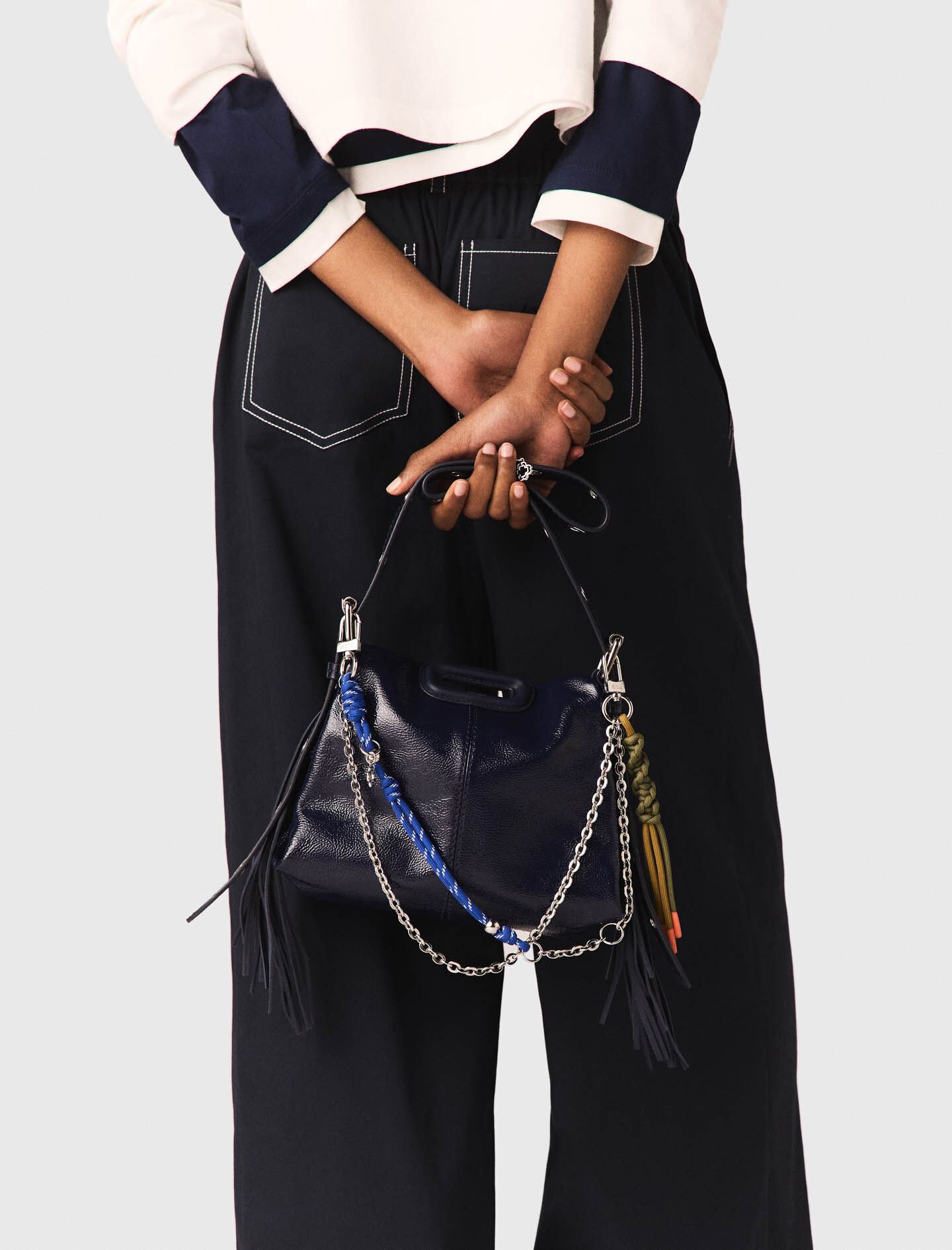Pantalon en coton à ceinture cuir