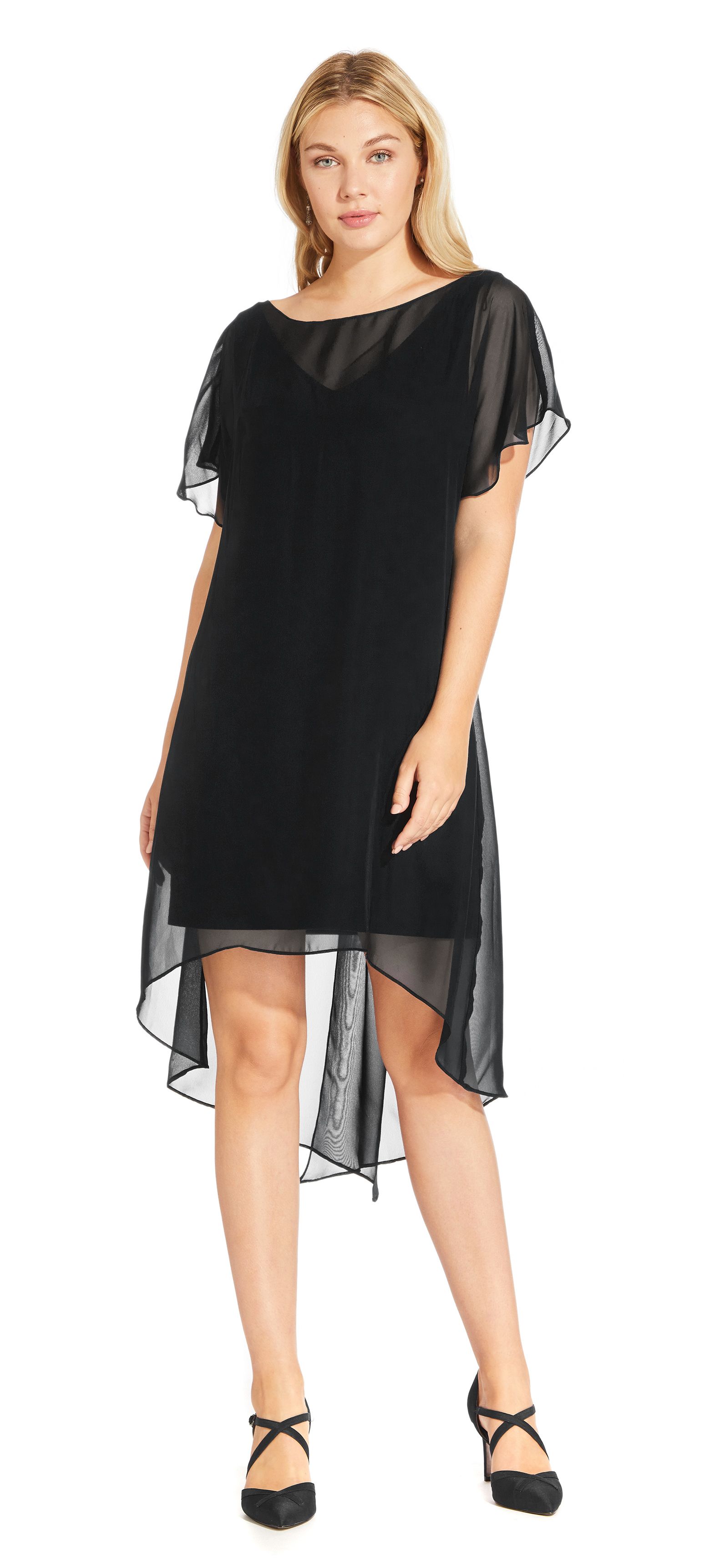 Adrianna Papell Chiffon Overlay Draped Dress