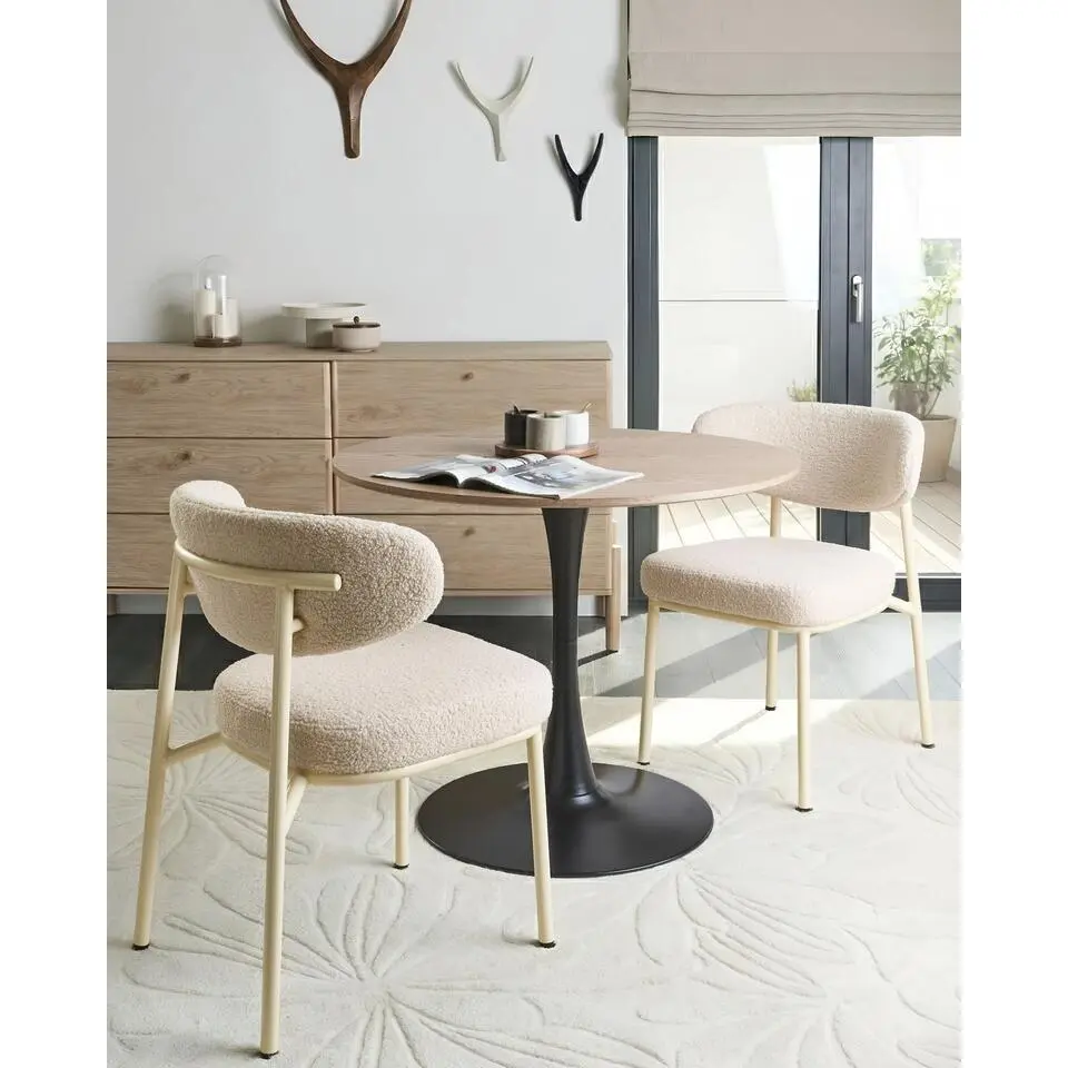 UNITY - Set van 2 eetkamerstoelen - Lichtbeige - Boucl&eacute;