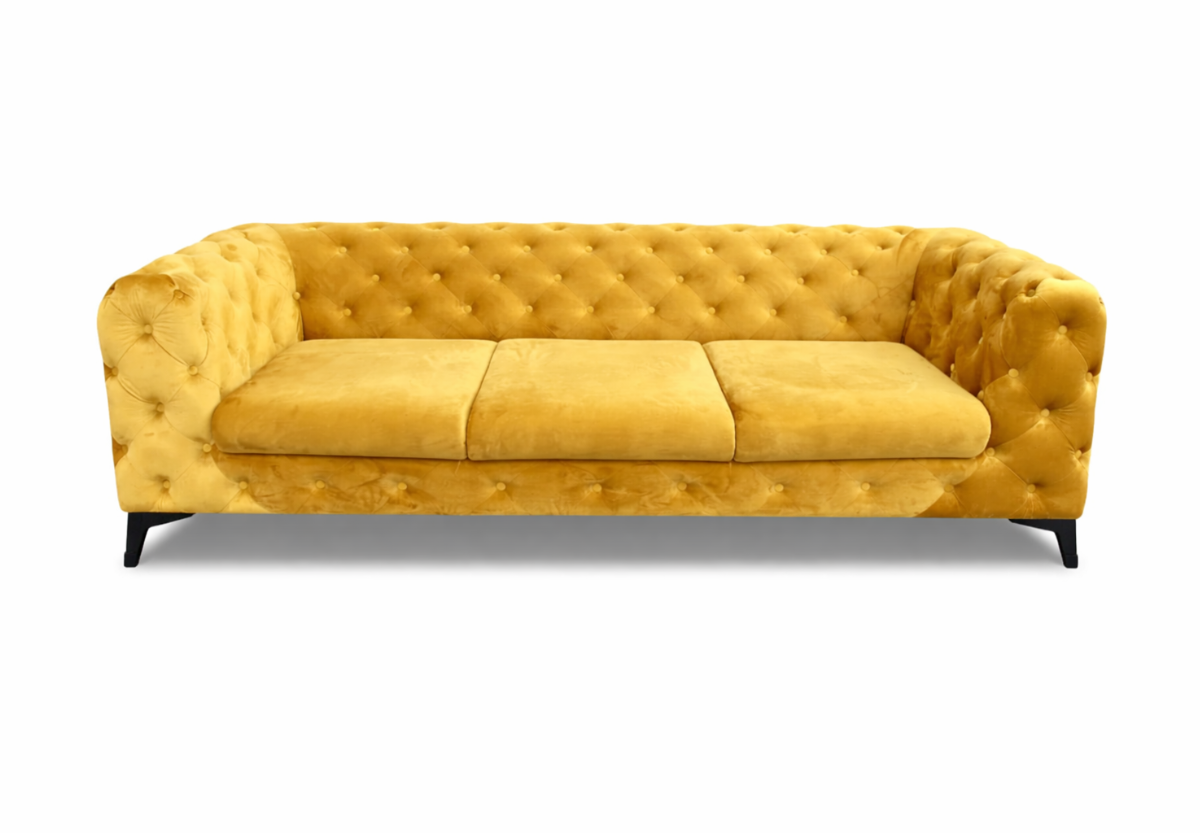 Pikowana sofa Chesterfield Moet 3 osobowa w stylu glamour