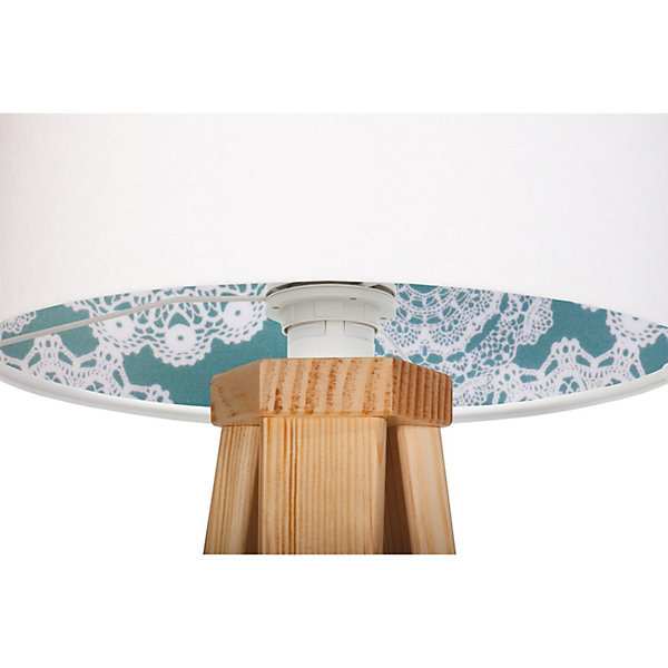 Lampe de chevet modern 030s-255 30 x 30 x 46 cm Bois clair, blanc, bleu