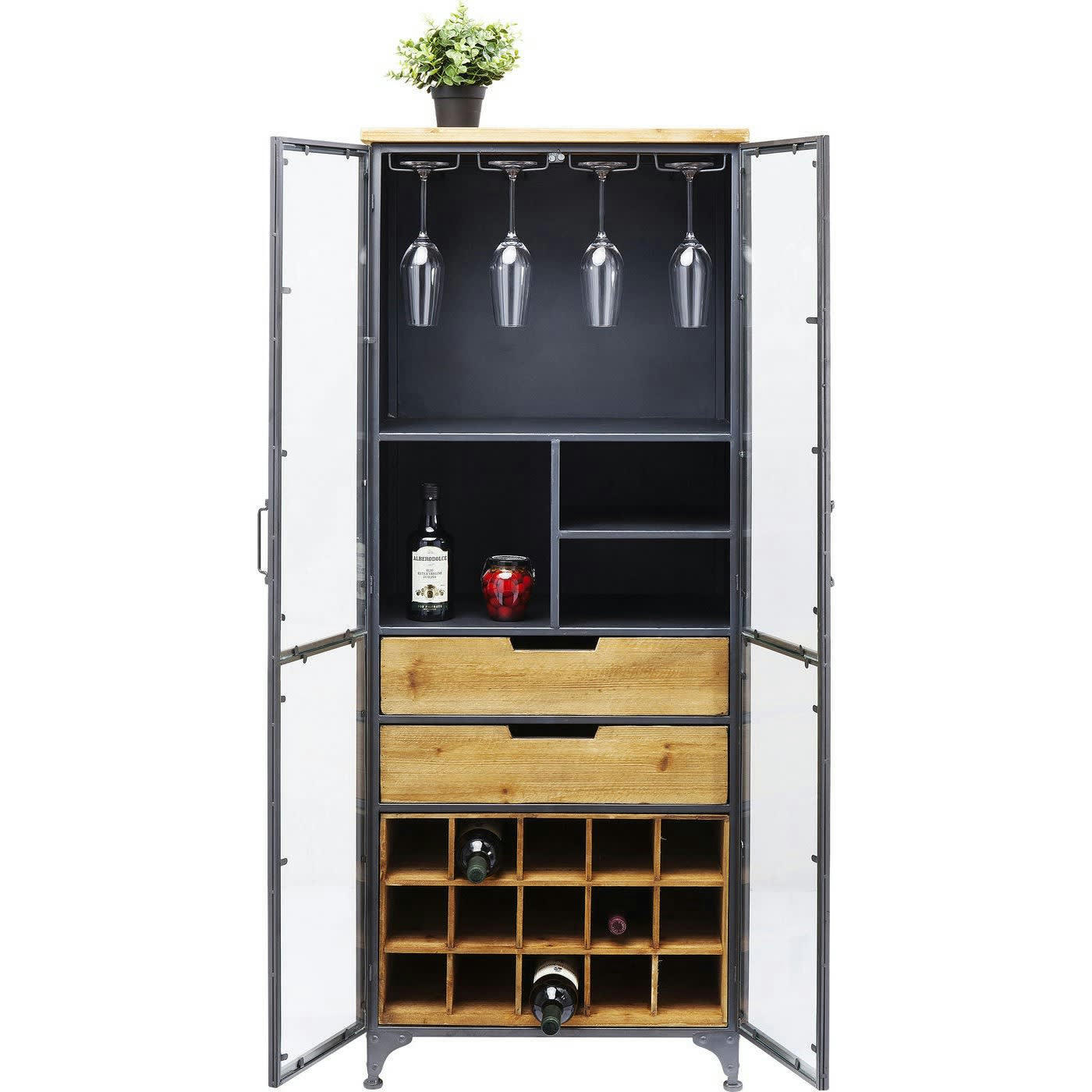 REFUGIO - Range-bouteilles en acier et sapin massif H156