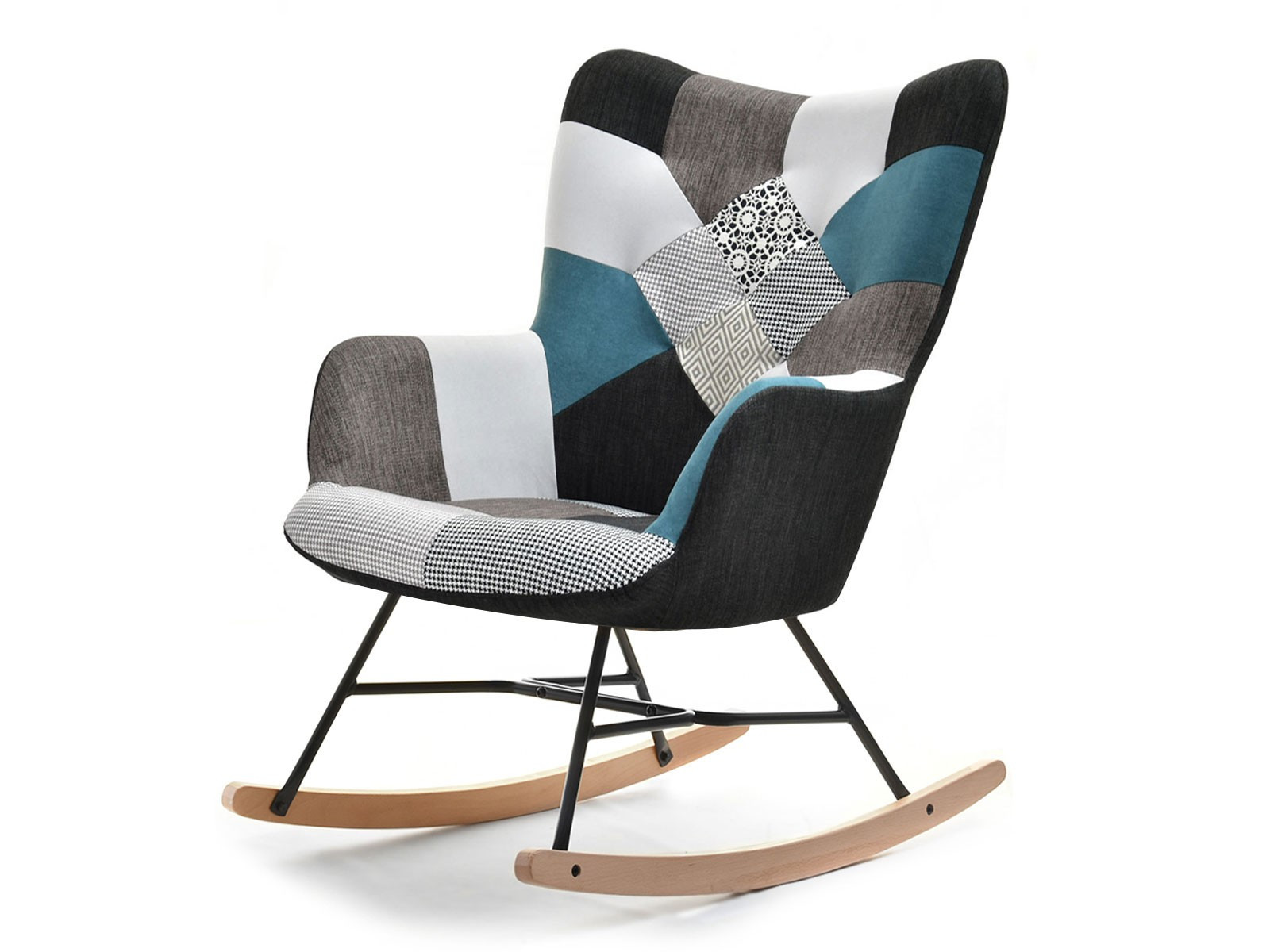 Fotel Sibil Patchwork-4 Tkanina, Podstawa Czarny-Buk