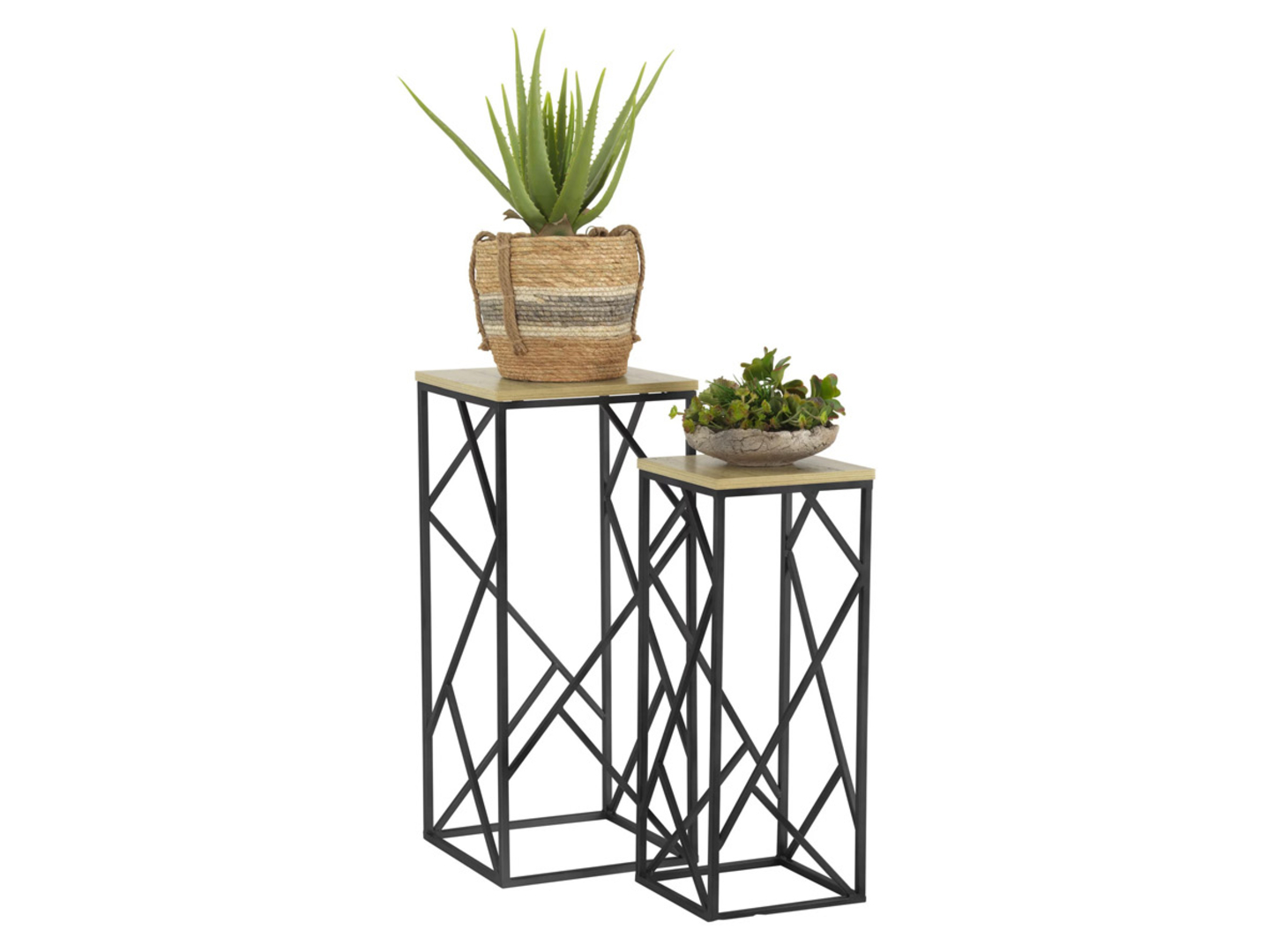 Zestaw 2 kwietników stojących Maren 25-32x66-76 cm czarne
