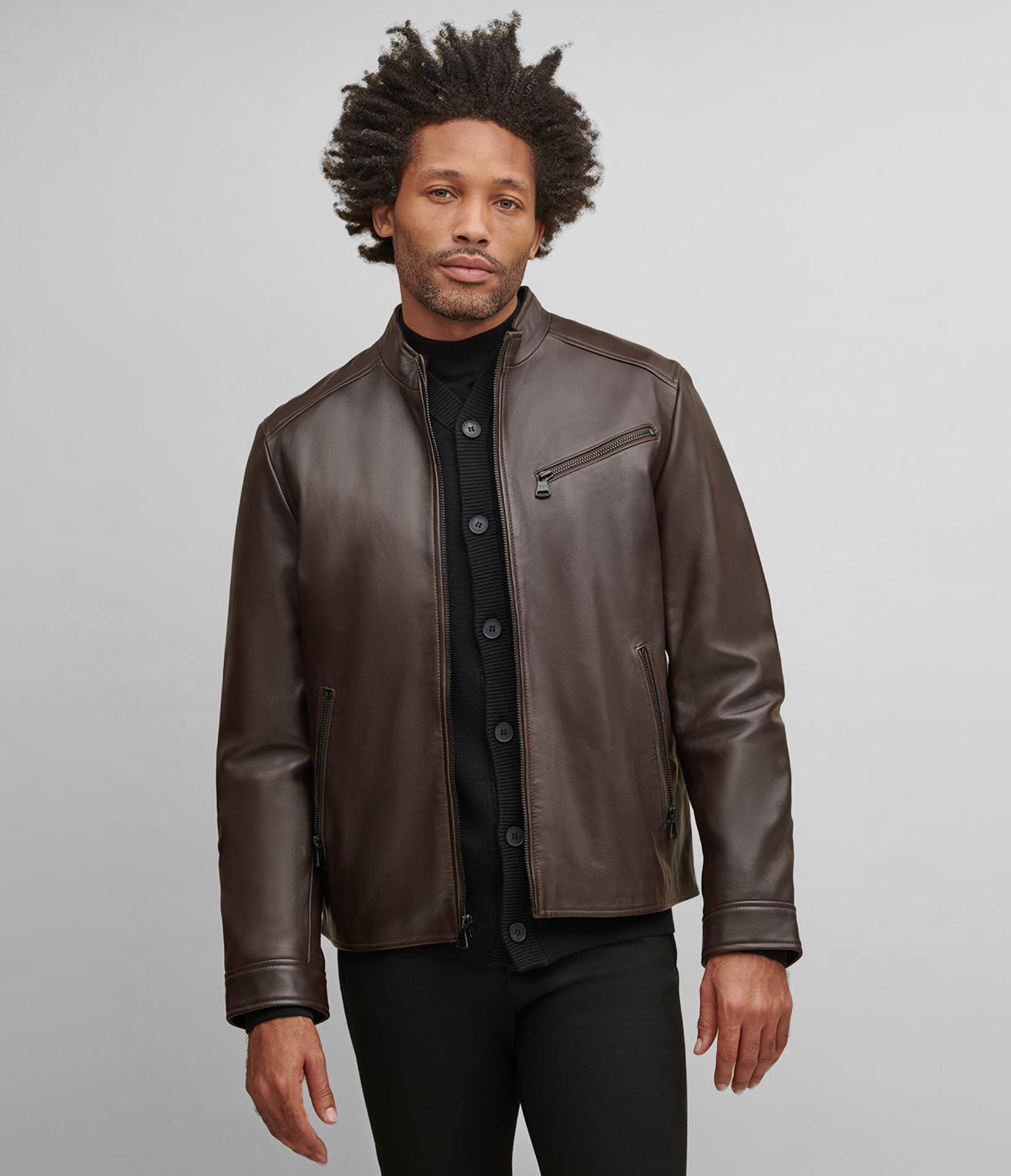 Leather Jacket With Zipper Pockets