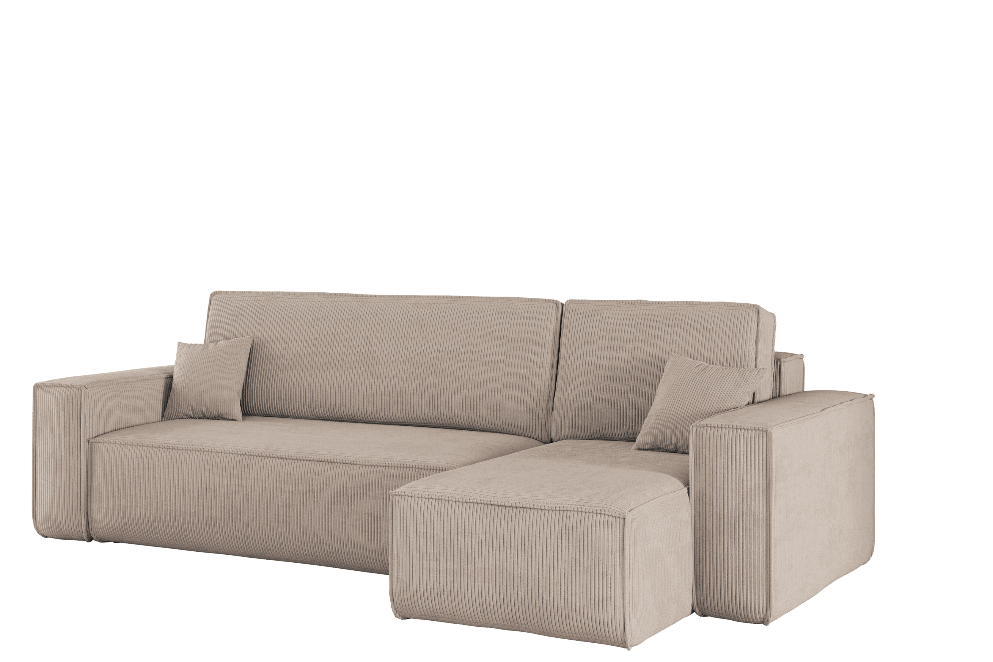 Sofa w kształcie L BEST narożnik, tkanina Poso, Ciemnobeżowy Prawostronny