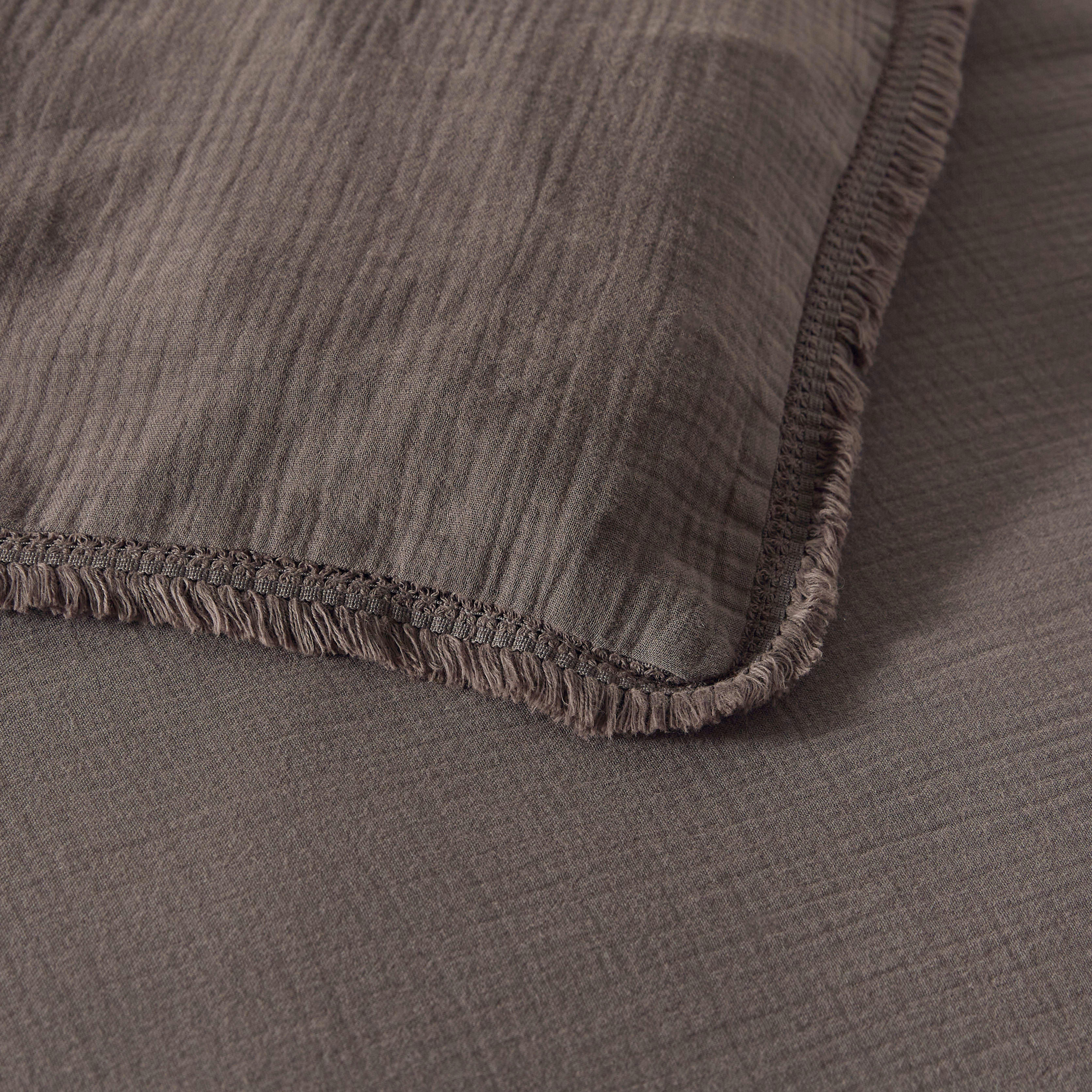 - Parure de lit en gaze de coton biologique gris carbone 240x260