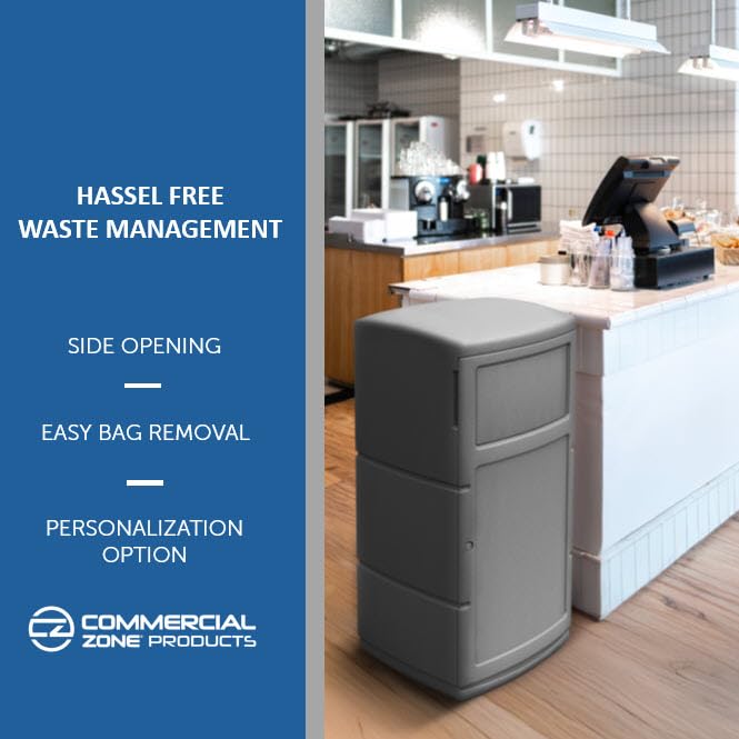 Commercial Zone PolyTec™ Side Entry Trash Container, Square, Dual Flipper, Dome Top