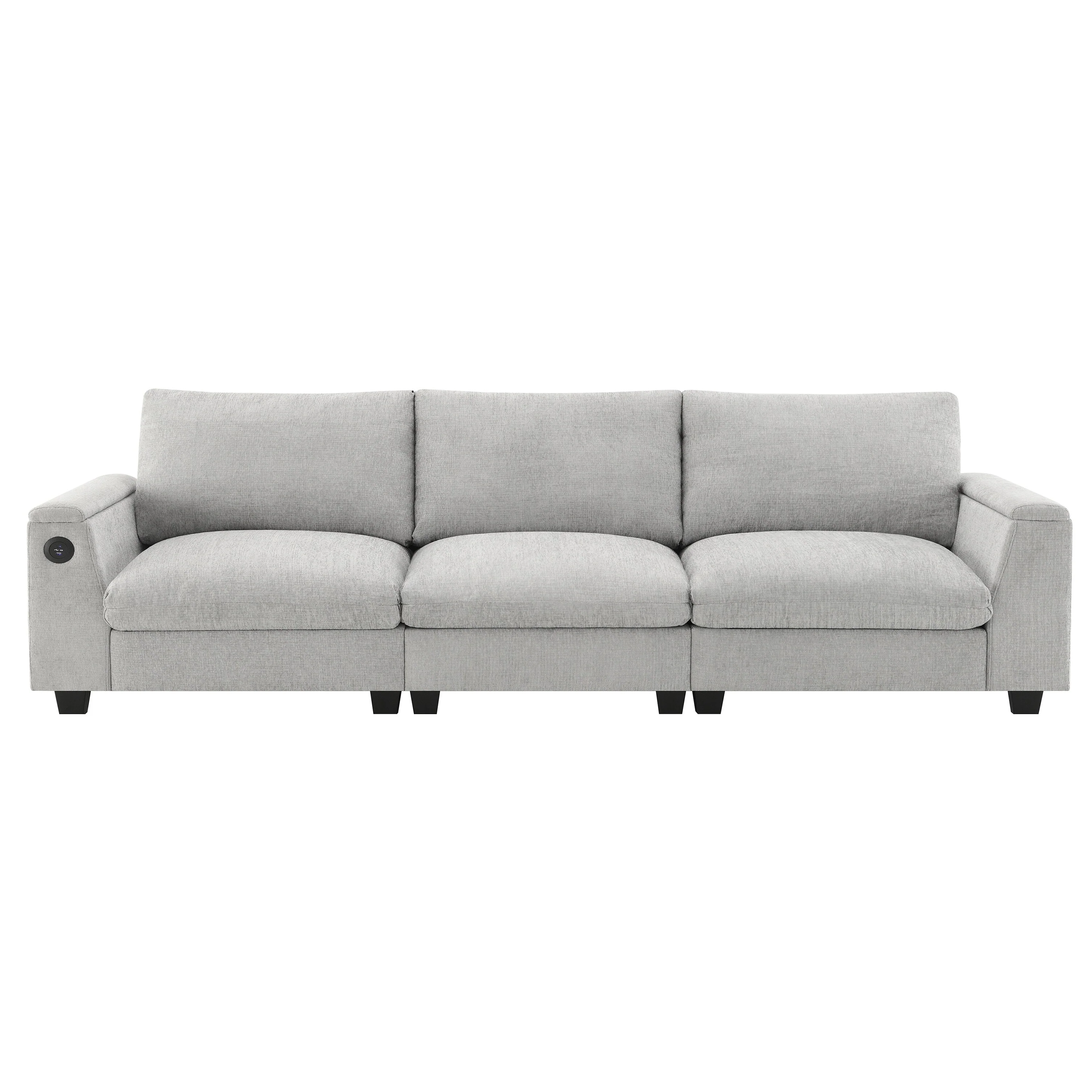 Modern Sofa Cloud Couch Set with Bluetooth Speakers and Drop Down Table and USB Ports for Living Room or Guest Room