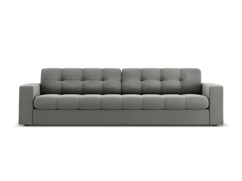 JUSTIN - Canapé 4 places en velours gris clair