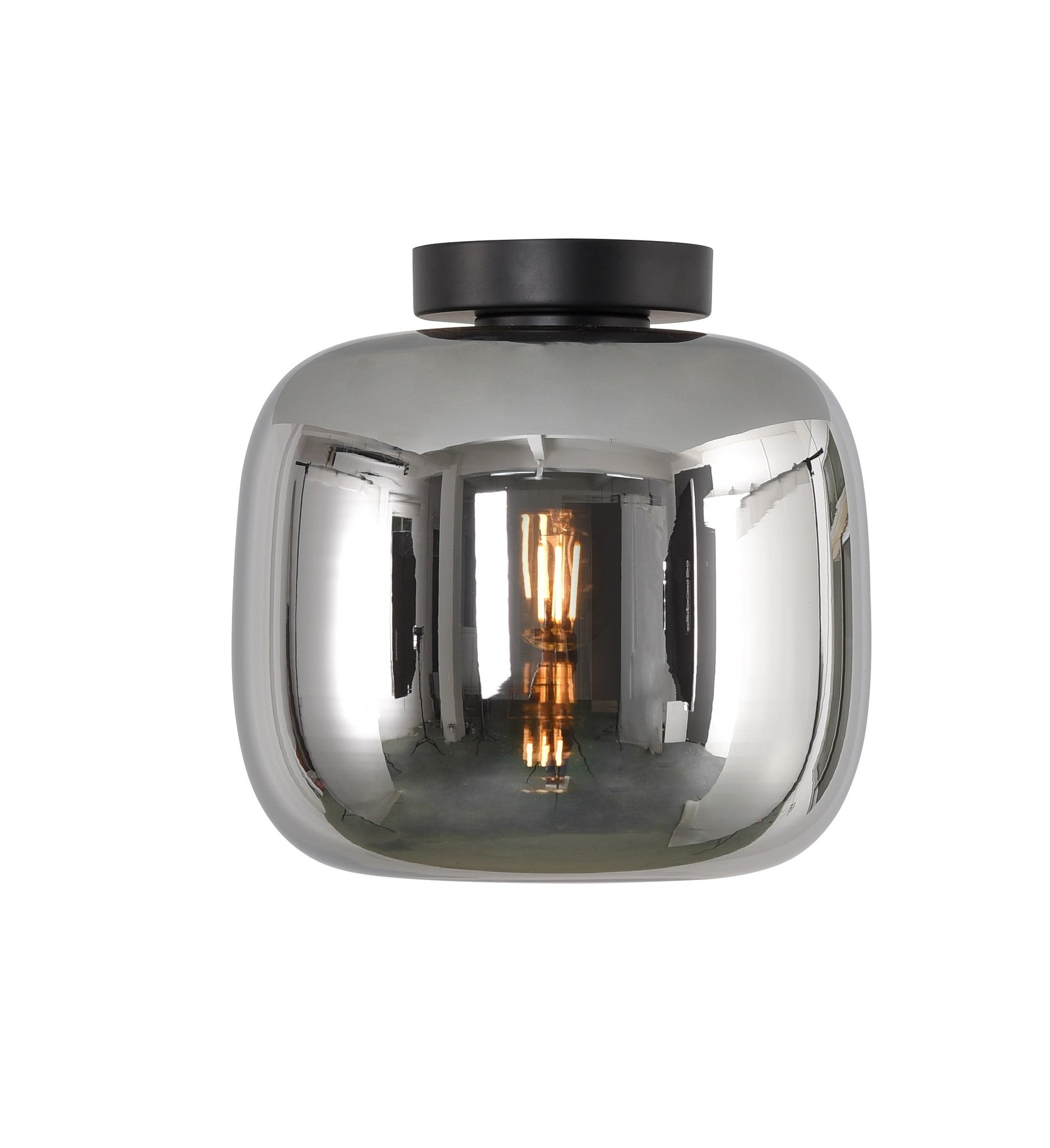 Artdelight Plafondlamp Preston Zwart & Smoke Glas 28cm - Copy