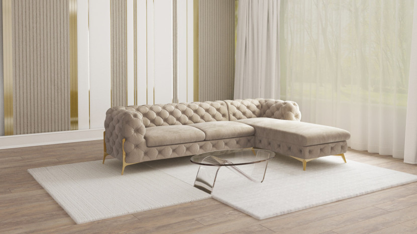 Ropez Chelsea Bis narożnik 305x200 prawy welur beżowy