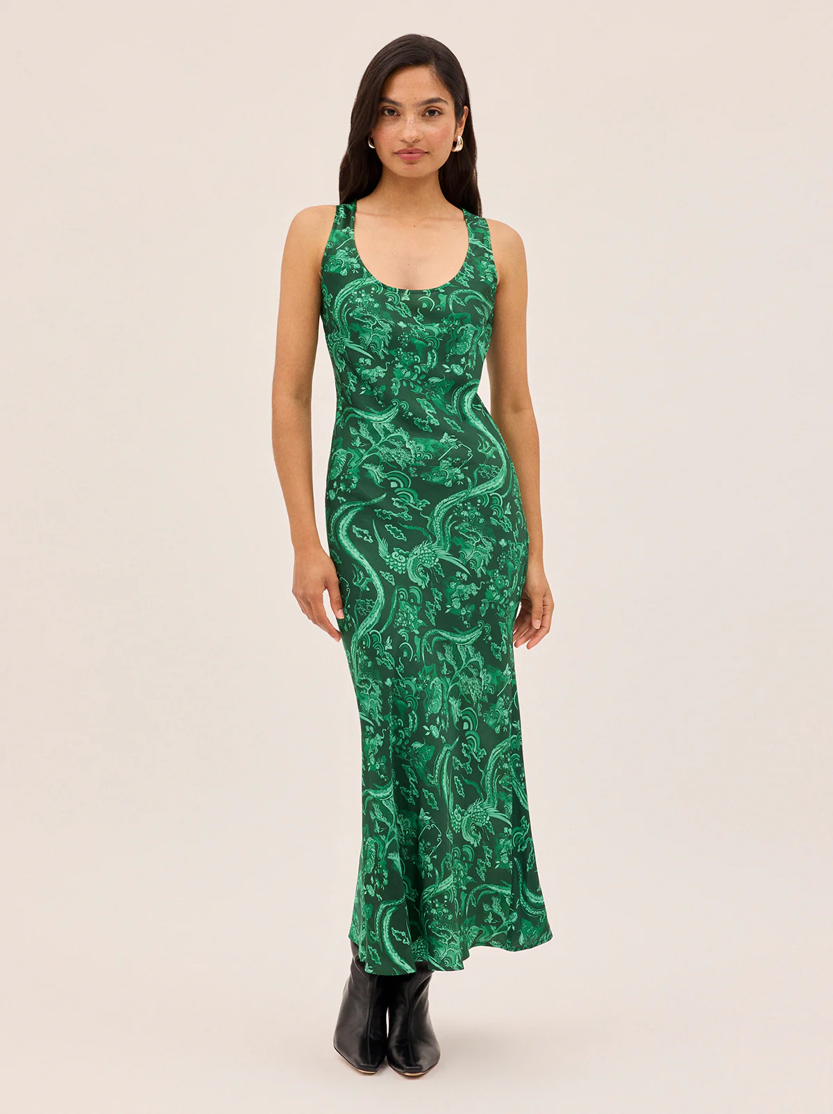 Elise Green Phoenix Print Dress