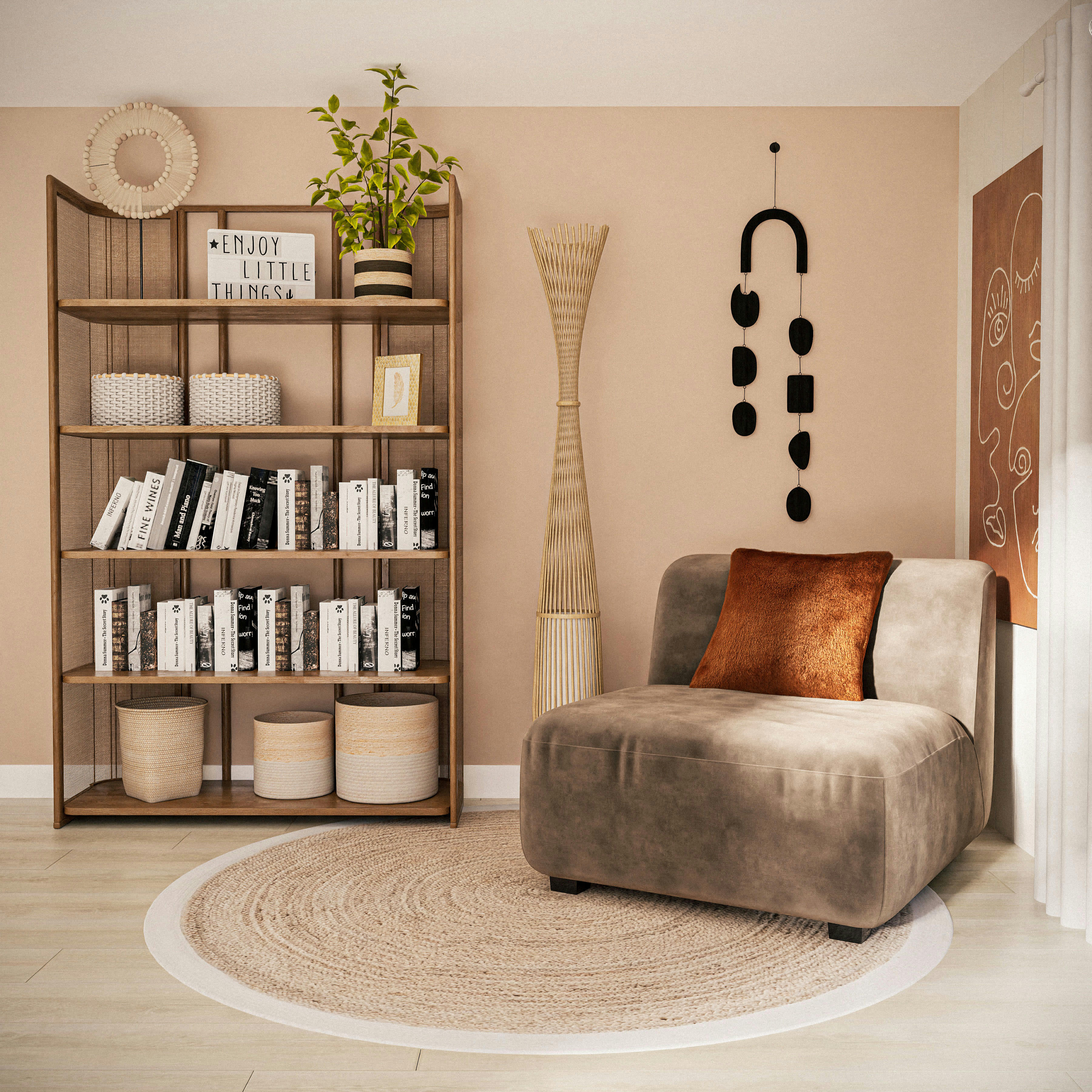 - Toile imprimé et peinte visages abstraits marron et blancs 91x120