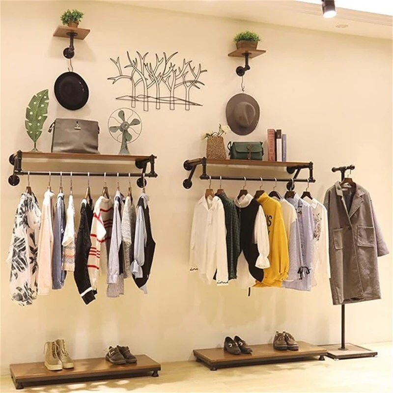 Clothing Rack Wall Mounted with Top Shelf - ‎47.24Dx13W x 9H