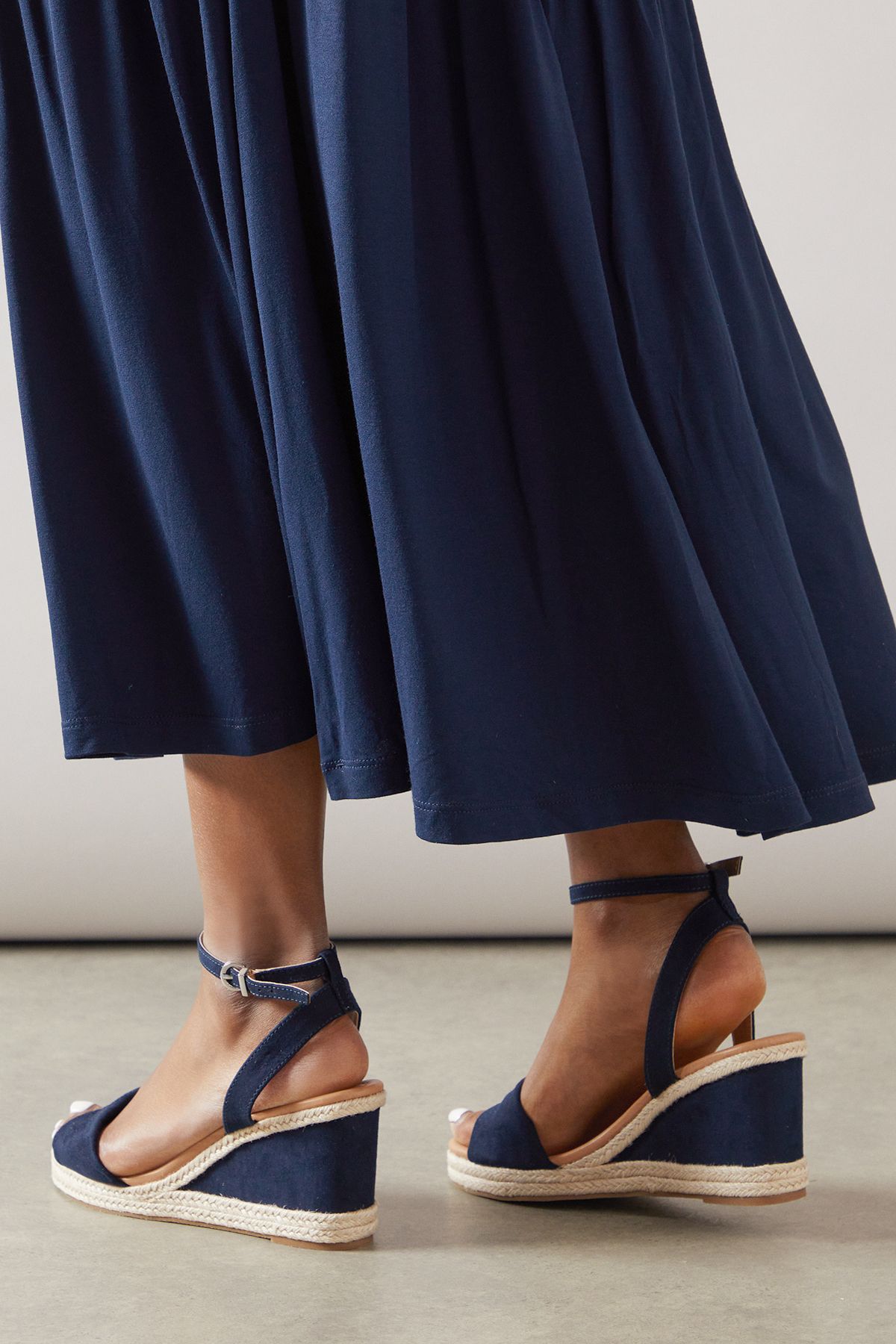 Wallis Wide Fit Richie Soft Twist Rope Detail Wedge Sandals