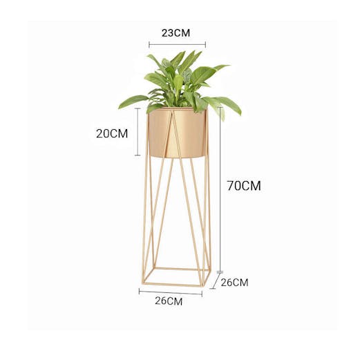 SOGA 2X 70cm Gold Metal Plant Stand with Gold Flower Pot Holder Corner Shelving Rack Indoor Display