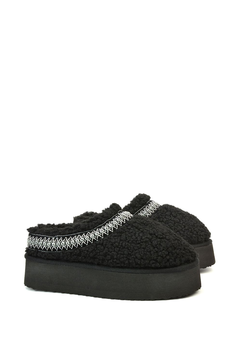 XY London Sonya' Aztec Faux Fur Teddy Flatform Slippers