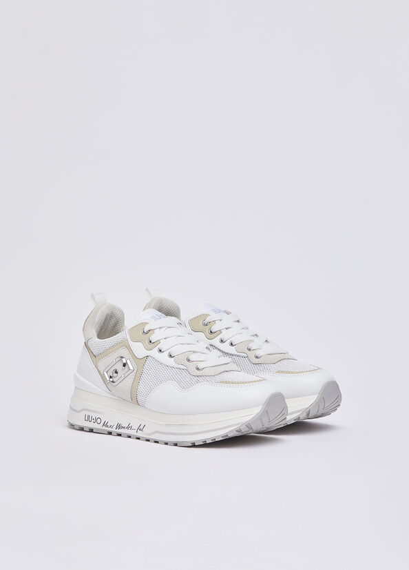 Sneakers platform in mesh con paillettes